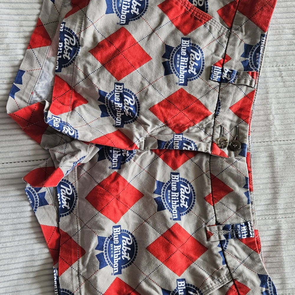 Loudmouth Pabst Blue Ribbon Red & Blue Argyle Athletic Shorts